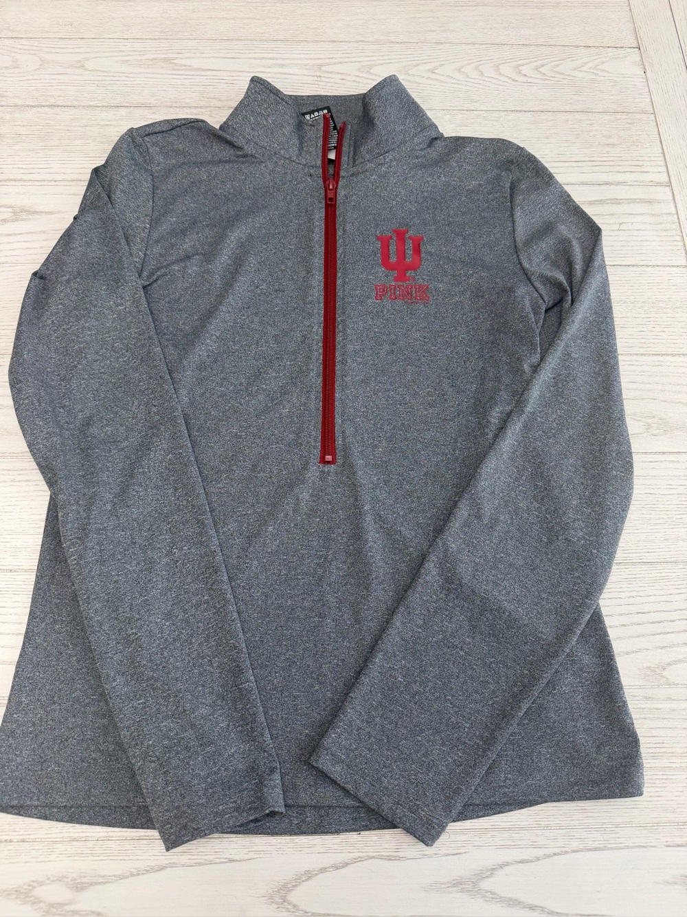 PINK Victoria's Secret Gray Quarter-Zip Pullover with indiana Logo
